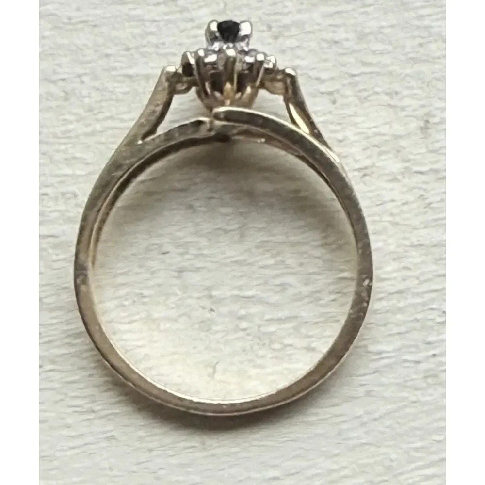 10K YELLOW GOLD MARQUISE CUT SAPPHIRE CZ HALO RING BYPASS WRAP BAND Magic Glo